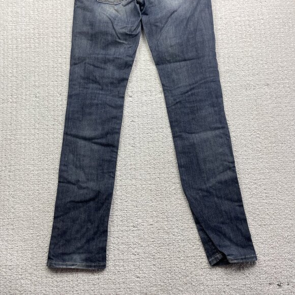 Y2K GUESS Jeans Sz 24 Distressed Low Rise STARLET Skinny Leg Dark Blue - Picture 14 of 15